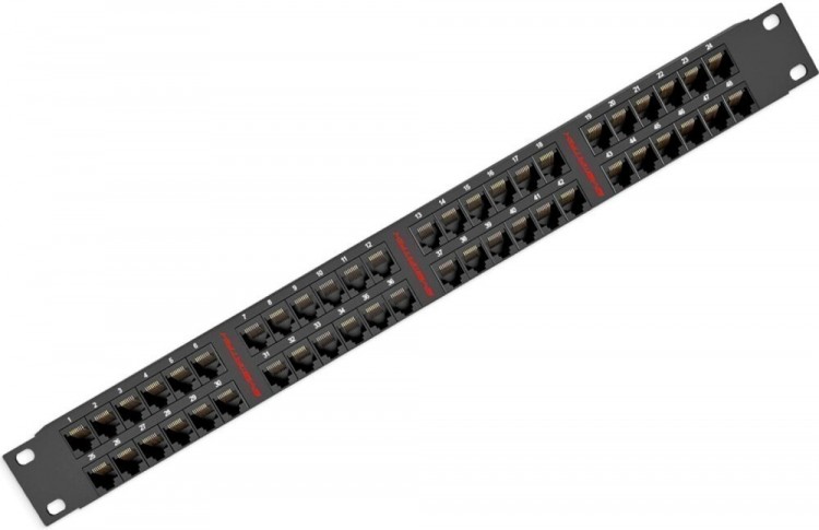 Патч-панель 19", 1U, неэкранированная, cat.5e, 48 портов, Krone, черный, Neomax