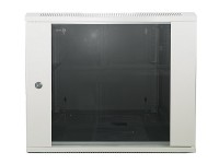 Шкаф настенный, 9U, серия SOLO, (540х600х445мм), передняя дверь стекло, собранный, серый, Netko