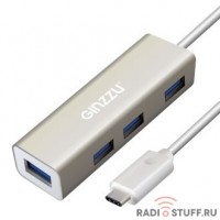 HUB GR-518UB Ginzzu TYPE C, 4 порта USB3.0, 20см кабель 