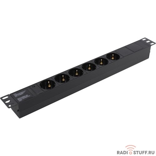 Exegate EX280825RUS Блок розеток ExeGate ServerPro PDU-19H601 Al-6S-C14, 19",1U,алюм, 6Schuko, С14