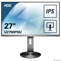 LCD AOC 27" U2790PQU черный/серый с поворотом экрана {4K, IPS, 3840x2160, 5 ms, 178°/178°, 350 cd/m, 50M:1, +HDMI 1.4, +HDMI 2.0, +DisplayPort 1.2, +2xUSB 3.0, +MM}