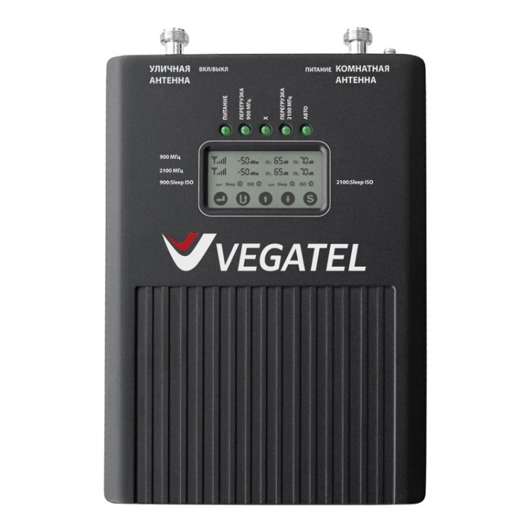 Репитер Vegatel VT2-900E/2100 (LED), 2G/GSM/EGSM/3G/UMTS, усиление 70 дБ 