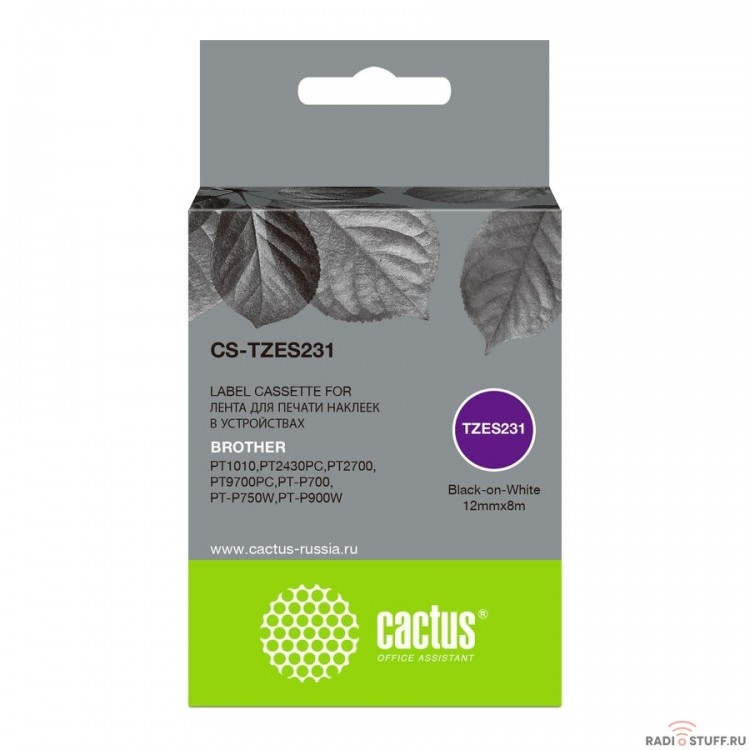 Картридж ленточный Cactus CS-TZES231 черный для Brother 1010/1280/1280VP/2700VP