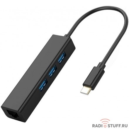 KS-is KS-410 USB-C RJ45 LAN Gigabit адаптер с USB 3.0 хабом 																								