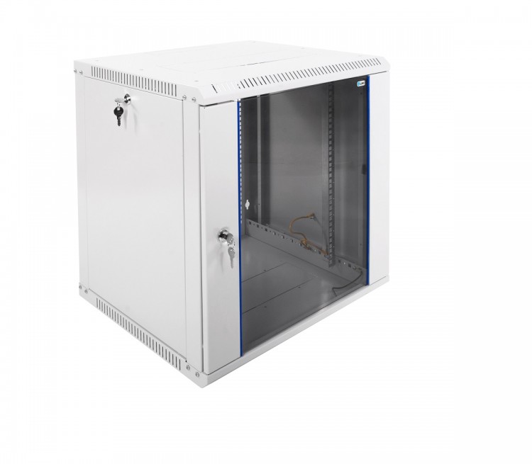 Шкаф телекоммуникационный настенный разборный ЭКОНОМ, 12U, (600х520мм), дверь стекло, черный, ЦМО