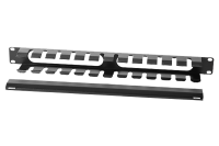 Горизонтальный кабельный органайзер 19", 1U, с крышкой, чёрный, ЦМО