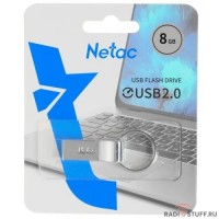 Netac USB Drive 8GB U275 <NT03U275N-008G-20SL>, USB2.0, с кольцом, металлическая