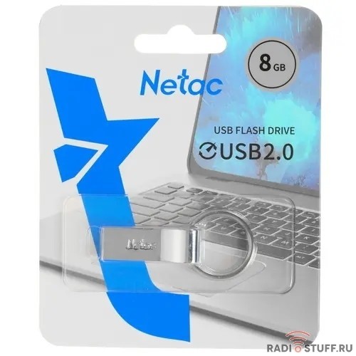 Netac USB Drive 8GB U275 <NT03U275N-008G-20SL>, USB2.0, с кольцом, металлическая