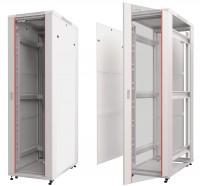 Шкаф напольный, 37U, серия T2(A2), (600х600х1833мм), передняя дверь стекло, разобранный, разобранный (упакован в 2 коробки), серый, Netko
