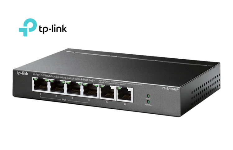 TP-Link TL-SF1006P 6-портовый 10/100 Мбит/с настольный коммутатор с 4 портами PoE+ SMB