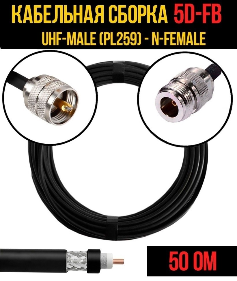 Кабельная сборка 5D-FB (UHF-male (PL259) - N-female), 20 метров