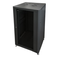 Шкаф напольный 19" Netko 22U серия Optima (600х600х1132), передняя дверь стекло, черный, разобранный (упакован в 2 коробки)