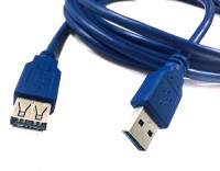 Кабель шт.USB A- гн.USB A 3.0 (3м), синий, NETKO Optima
