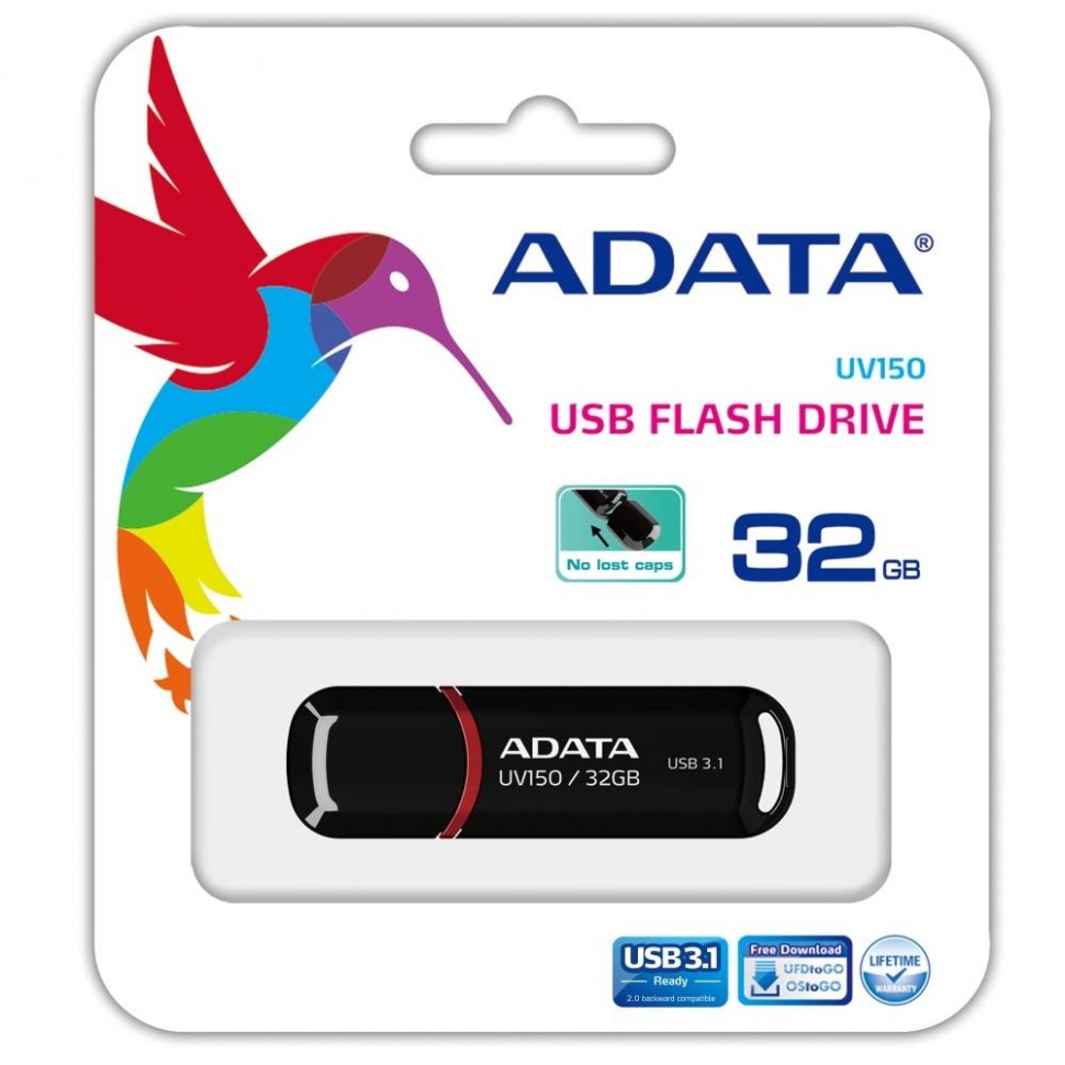 Флэш-накопитель USB3.1 32GB BLACK AUV150-32G-RBK ADATA