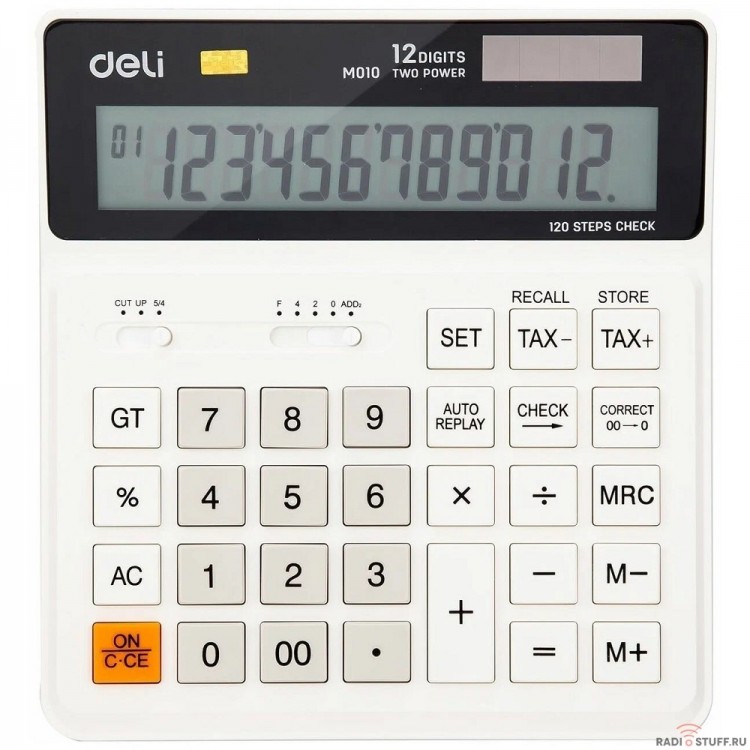 Калькулятор бухгалтерский Deli EM01010 белый 12-разр. [1155284]