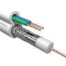 Кабель коаксиальный Netko 3C-2V, 75 Ом (CU, оплетка 32 нити AL) + кабель питания 2x0.5мм (CU, одножильный), аналог ККСВ, белый (100м)
