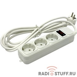Exegate EX221181RUS Сетевой фильтр Exegate SP-3-3W (3 розетки, 3м, евровилка, белый)