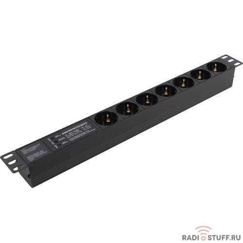 Exegate EX280836RUS Блок розеток ExeGate ServerPro PDU-19H701 Al-7S-C14-SPD3, 19",1U,алюм, 7 Schuko, С14, SPD3