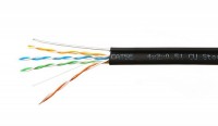 Кабель Skynet Premium UTP4 cat.5е, одножильный, 305м, Cu, Проходит Fluke тест, для наружных работ, с тросом, черный
