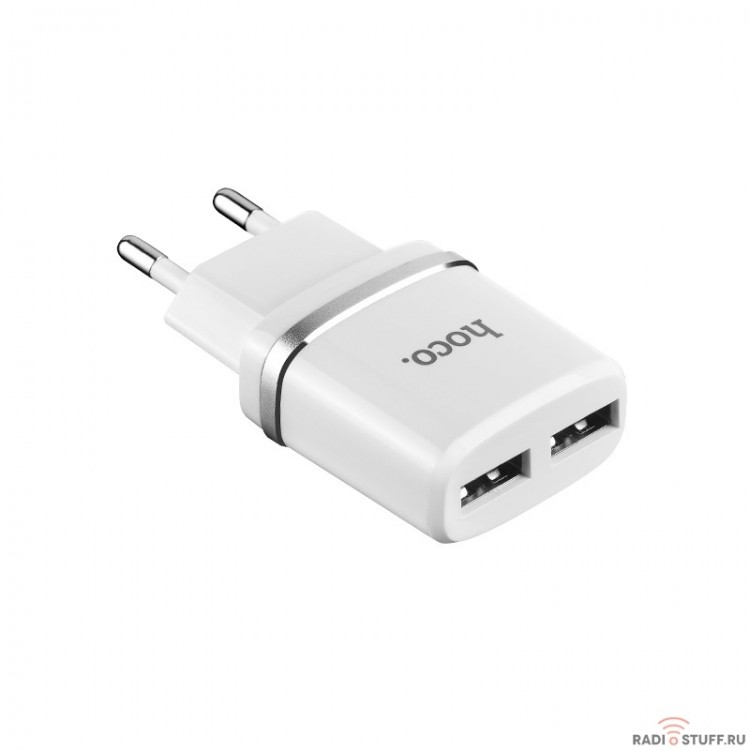 HOCO HC-47759 C12/ Сетевое ЗУ/ 2 USB/ Выход: 12W/ White