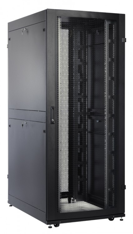 Шкаф серверный ПРОФ напольный, 48U, (800x1200мм), дверь перфор., задние двойные перфор., черный, в сборе, ЦМО
