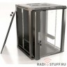 Шкаф настенный, 19", 12U, (650x600х600мм), стеклянная дверь с перфорацией по бокам, ручка с замком, черный, разобранный, Hyperline