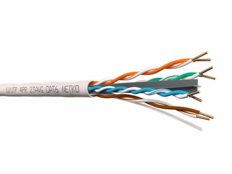 Кабель U/UTP4 cat.6, 4 пары 23 AWG BC, 305м, одножильный, неэкранированный, с крестовиной, 305м, серый, FLUKE TEST, NETKO Expert СКС