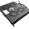 Полка вентиляторная 19", 1U/4  с термостатом, с кабелем, черная Netko