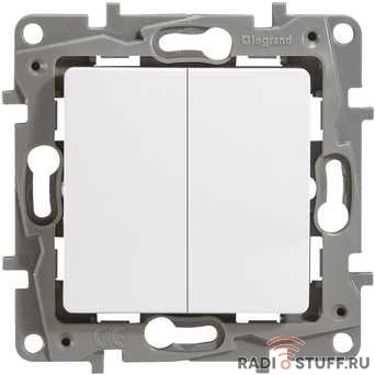 Legrand 672202 Выключатель двухклавишный - Etika - 10 A - 250 В~ - белый