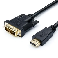 Кабель HDMI <=> DVI 5 m (24 pin, 2 феррита, черный, пакет)