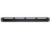 Патч-панель 19", 1U, экранированная, cat.6e, 24 порта, Krone, с задним кабельным организатором, черный, Neomax 