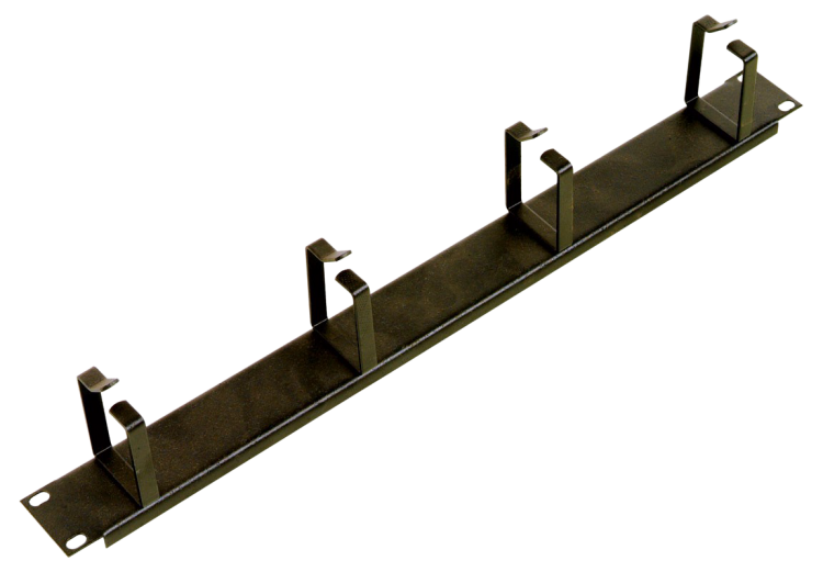 Горизонтальный кабельный органайзер 19", 1U, 4 кольца, черный, ЦМО