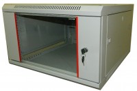 Шкаф настенный 6U серия WM (600х650х370), передняя дверь стекло, разборный, серый Netko
